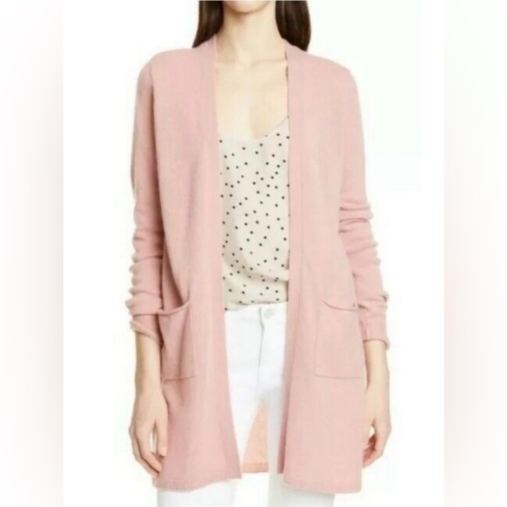 ATM Women's Dusty Rose/Pink Open Front 100% Cashmere Cardigan Sweater Size M